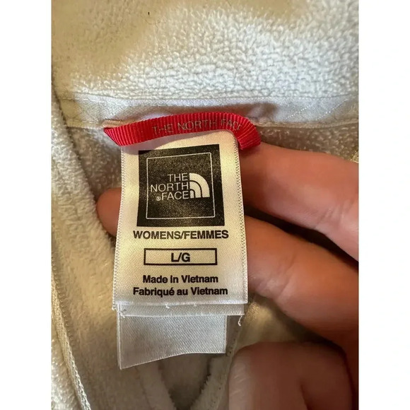 The North Face Quarter Zip Fleece Women's Size Large Cream Colored Hiking Warm - Picture 3 of 6